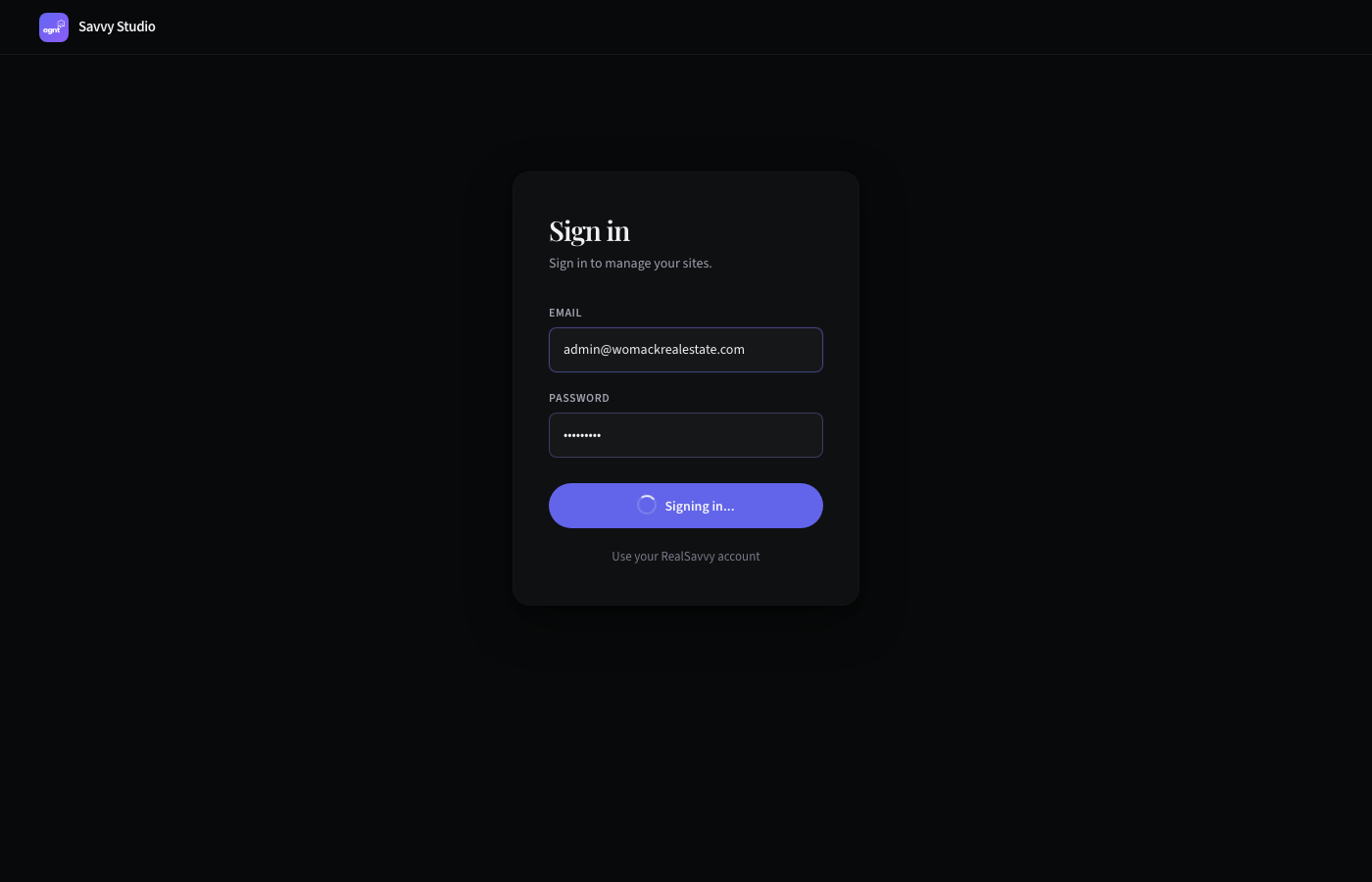Site picker showing cards for each accessible site